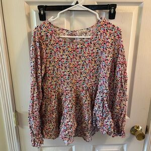 Jane and Delancey Multicolor Floral Peplum Blouse